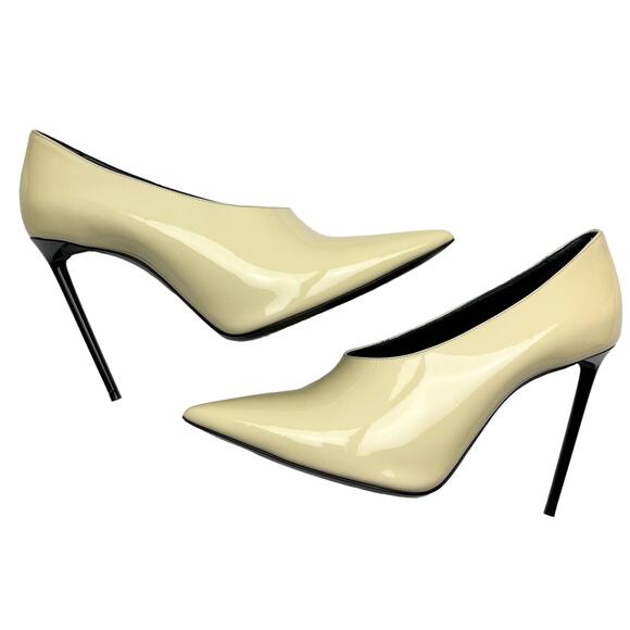 SAINT LAURENT Teddy High Vamp Patent Leather Pumps size EU 39.5 US 9.5 Coquille - Picture 6 of 14